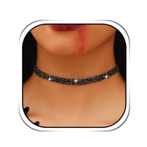JONKY Rhinestone Choker Necklace Gold Chokers Crystal Necklaces Sparkly Neck Jewelry Prom Accessories for Women and Girls (Black)