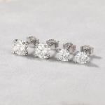 D Color Moissanite Ear Studs in Sterling Silver