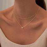Gold Layered CZ Solitaire Pendant Necklace for Women