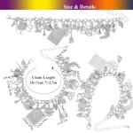 RechicGu Vintage Silver Mythology Fairytale Lucky Charms Cuff Bangle Bracelet Cross Leaf Moon Face Celtic Cat