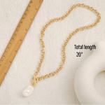 PEARLADA Large Baroque Pearl Pendant Necklace, 18k Gold Chunky Chain Link Necklace for Women, Statement Necklace with Toggle Clasp