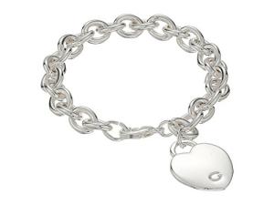 GUESS "Basic" Silver G Logo Heart Link Bracelet, 7.5"