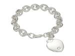 GUESS "Basic" Silver G Logo Heart Link Bracelet, 7.5"