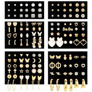 Trendy Gold Stud Earrings Set for Women