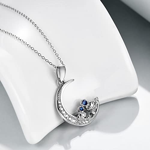 SHEAISRS Moon Necklace for Women Sterling Silver Spaceman Astronaut Pedant Necklace Jewelry Gifts for Girls Men