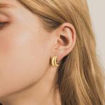 Gold Plated Chunky Hoop Earrings Set for Women
