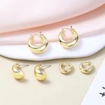 Gold Plated Chunky Hoop Earrings Set for Women