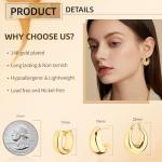 Gold Plated Chunky Hoop Earrings Set for Women