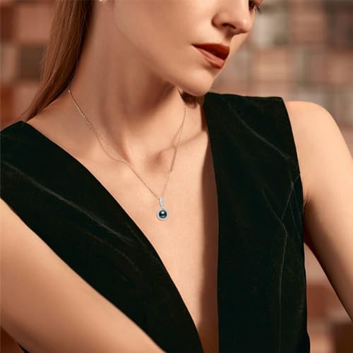 Black Pearl Pendant Necklace 20inch Infinity Design Fresh Water Black Pearl Pedant Necklace For Womens Ladiess Single Black Pearl Necklace 10mm For women