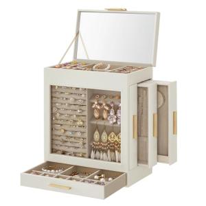 Modern Glass Jewelry Box with 5-Layer Organizer