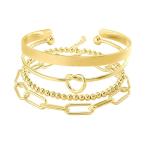 Reoxvo Gold Bangle Cuff Bracelet Set - Trendy