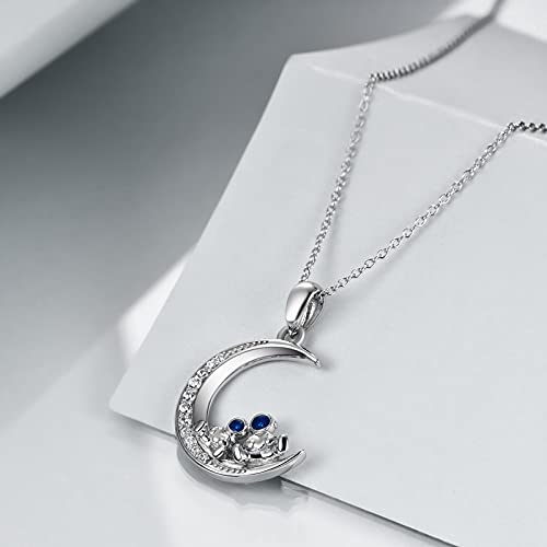 SHEAISRS Moon Necklace for Women Sterling Silver Spaceman Astronaut Pedant Necklace Jewelry Gifts for Girls Men