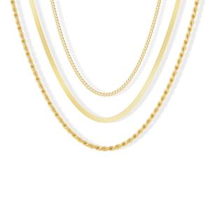 Simple Gold Herringbone Necklace - Chunky Gold Plated