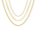 Simple Gold Herringbone Necklace - Chunky Gold Plated