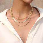 Simple Gold Herringbone Necklace - Chunky Gold Plated