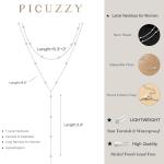 Picuzzy Lariat Necklace for Women, Dainty Silver Plated Layered Necklaces for Women Trendy Beaded Long Necklace Simple Jewelry Gift