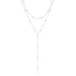 Picuzzy Lariat Necklace for Women, Dainty Silver Plated Layered Necklaces for Women Trendy Beaded Long Necklace Simple Jewelry Gift