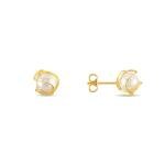 Barzel 18K Gold Plated Pearl Stud Earrings, 4MM