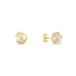 Barzel 18K Gold Plated Pearl Stud Earrings, 4MM