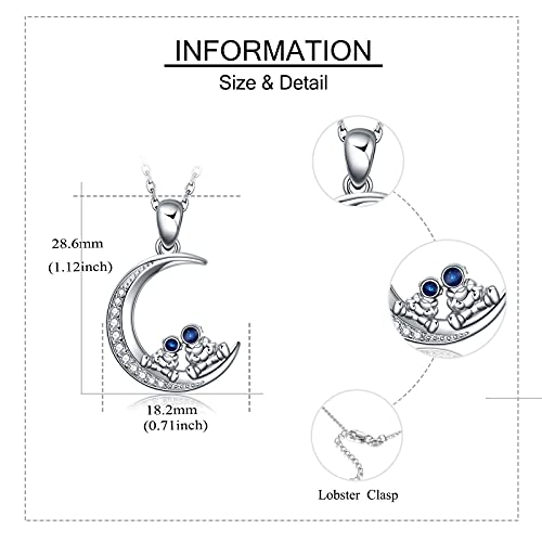 SHEAISRS Moon Necklace for Women Sterling Silver Spaceman Astronaut Pedant Necklace Jewelry Gifts for Girls Men