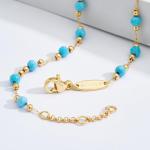 Turquoise Beaded Bracelet with Gold Plating for Women