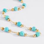 Turquoise Beaded Bracelet with Gold Plating for Women