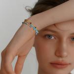 Turquoise Beaded Bracelet with Gold Plating for Women
