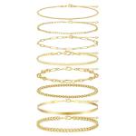 Dainty 14K Gold Plated Layered Chain Bracelets
