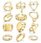 Gold Stackable Rings Set for Women, Open Stacking