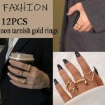 Gold Stackable Rings Set for Women, Open Stacking