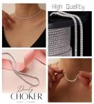 EFTOM 1 Row Silver Rhinestone Choker Necklace Diamond Necklaces for Women