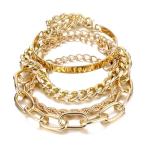 fxmimior Dainty Boho Gold Silver Chain Bracelets Set for Women Adjustable Fashion Beaded Chunky Flat Cable Chain Punk Bracelets Jewelry for Women Gift Set of 4 (Gold)