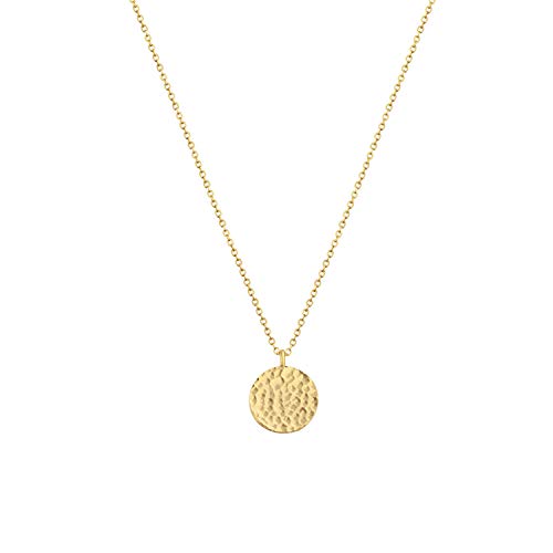 LOYATA Disc Coin Pendant Necklace,14K Gold Plated Full Moon Necklace Round Disc Coin Pendant Necklace for Women (Full Moon Gold)