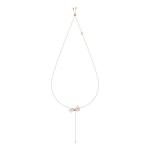 White Crystal Bow Pendant Necklace, Swarovski with Rose-Gold