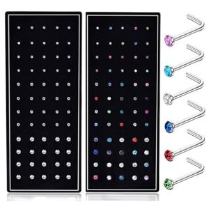Colorful 120pcs L-Shaped Stainless Steel Nose Studs