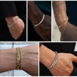 Zocomi Silver Chain Bracelets for Men Stainless Steel Stack Cuban Link Figaro Rope Chains Wrist Band Accessories Metal Mens Bracelet Pack Set Jewelry Gifts Him Male Pulsera Para Hombres 8.3 Inch