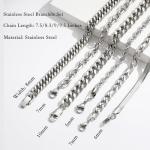 Zocomi Silver Chain Bracelets for Men Stainless Steel Stack Cuban Link Figaro Rope Chains Wrist Band Accessories Metal Mens Bracelet Pack Set Jewelry Gifts Him Male Pulsera Para Hombres 8.3 Inch