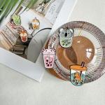 6 Pcs Cute Animal Pearl Milk Tea Pins Set,Crab Fox Sloth Corgi Frog Capybara Brooch Badges for Clothing Bags Jackets,DIY Crafts Brooches Accessories for Women Girls