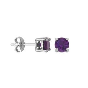 Handmade Silver Round Amethyst Birthstone Stud Earrings