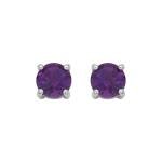 Handmade Silver Round Amethyst Birthstone Stud Earrings