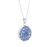 Amazon Essentials Women's Sterling Silver Pressed Flower Round Pendant Necklace, Blue, 16 (previously Amazon Collection)