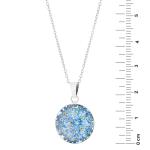 Amazon Essentials Women's Sterling Silver Pressed Flower Round Pendant Necklace, Blue, 16 (previously Amazon Collection)