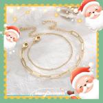 Turandoss Gold Bracelets for Women, 14K Filled Layering Oval Chain Bracelet Cute Layered Beads Women Jewelry(Oval & Chain)