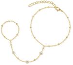 Poxtex Gold Beaded Bracelets for Girls Waterproof, 14K Real Gold CZ Diamond Bezel Hand Chain Bracelets, Dainty Adjustable Bracelets for Girls Trendy, Jewelry Gifts for Girls, Mother's Day Gifts for Mom