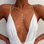 Gold Crystal Body Chain for Women