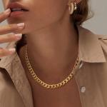 Moodear Gold Necklace for Women 14K Chunky Gold Chain Necklace Cuban Link Chain Choker Necklace for Women Trendy Fashion Jewelry