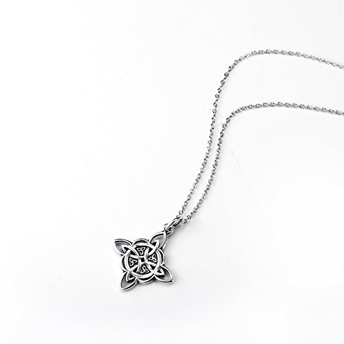S925 Sterling Silver Pewter Witches Knot Pedant Necklace Good Luck Celtic Knot Necklace Wiccan Pendant Necklace Vintage Necklace for Women LSN248