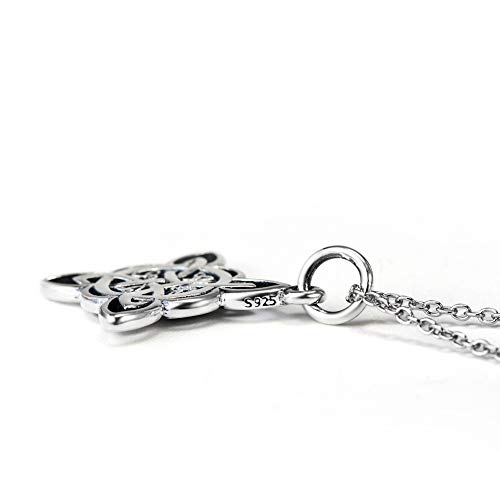 S925 Sterling Silver Pewter Witches Knot Pedant Necklace Good Luck Celtic Knot Necklace Wiccan Pendant Necklace Vintage Necklace for Women LSN248