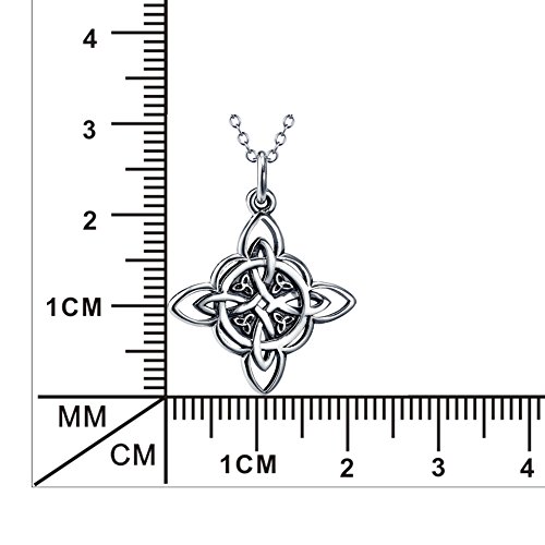 S925 Sterling Silver Pewter Witches Knot Pedant Necklace Good Luck Celtic Knot Necklace Wiccan Pendant Necklace Vintage Necklace for Women LSN248