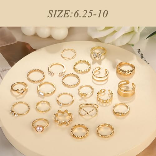 22 Pcs Boho Gold Midi Knuckle Ring Set